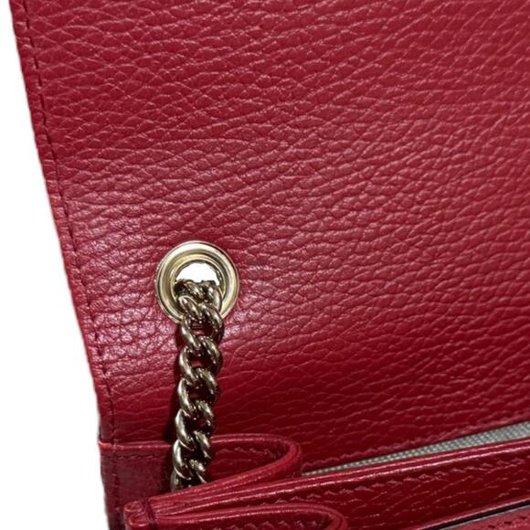 GUCCI Red Leather Shoulder Bag - Picture 7 of 10